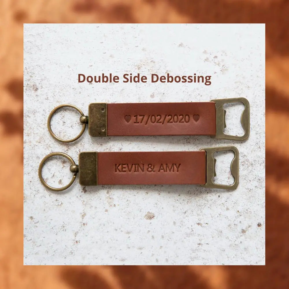 Men's Personalised Leather Bottle Opener Keychain