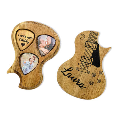 Wooden Personalised Guitar Picks Box Case