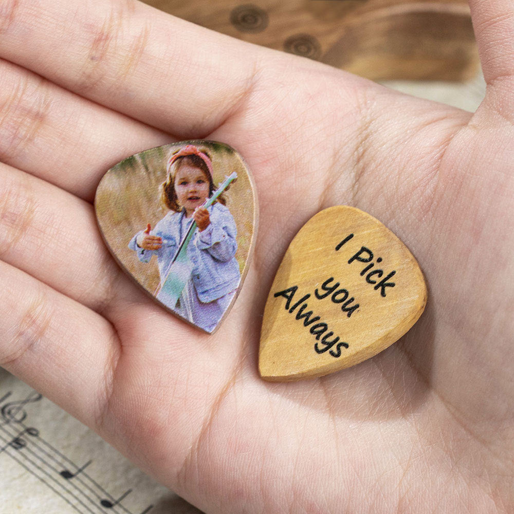 Wooden Personalised Guitar Picks Box Case