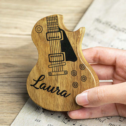 Wooden Personalised Guitar Picks Box Case