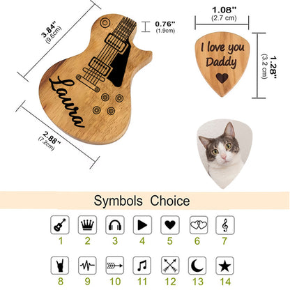 Wooden Personalised Guitar Picks Box Case