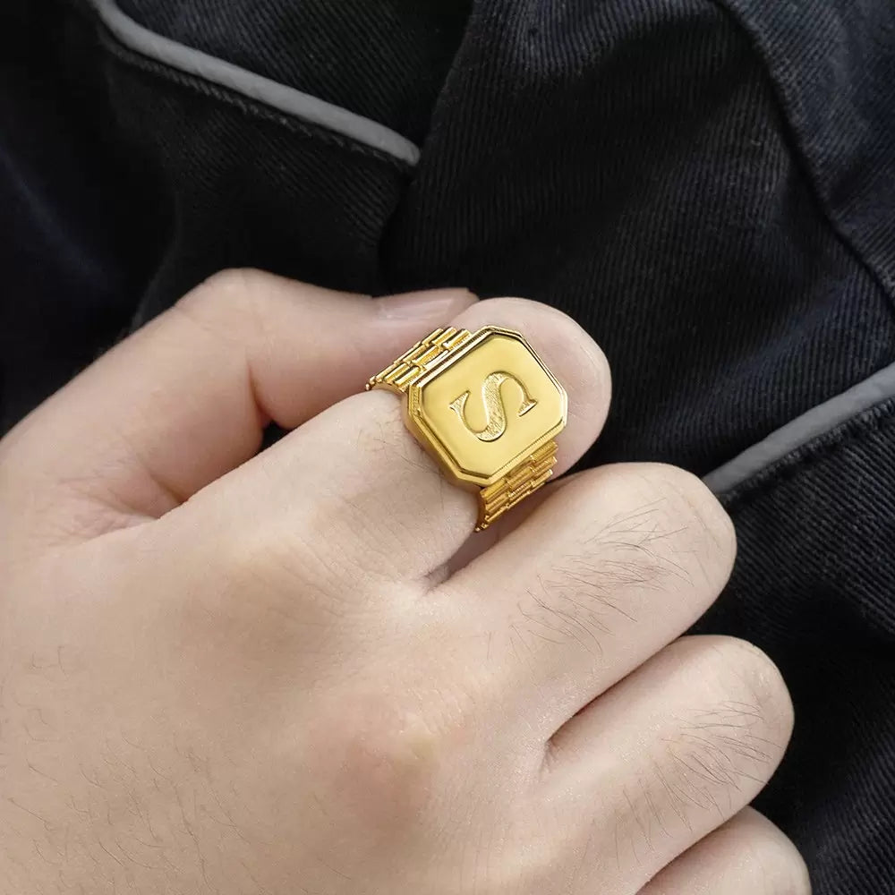 Men's Personalised Initial Signet Ring