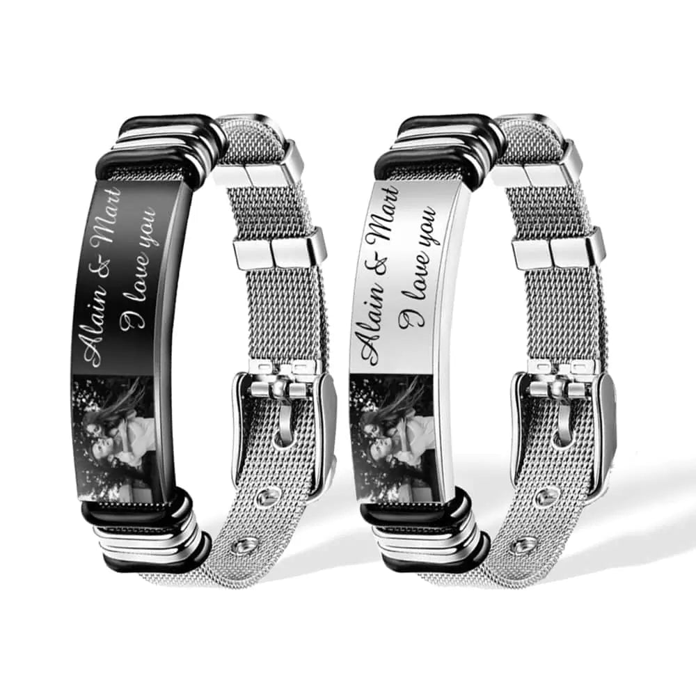 Personalised Stainless Steel Photo Bar Bracelet