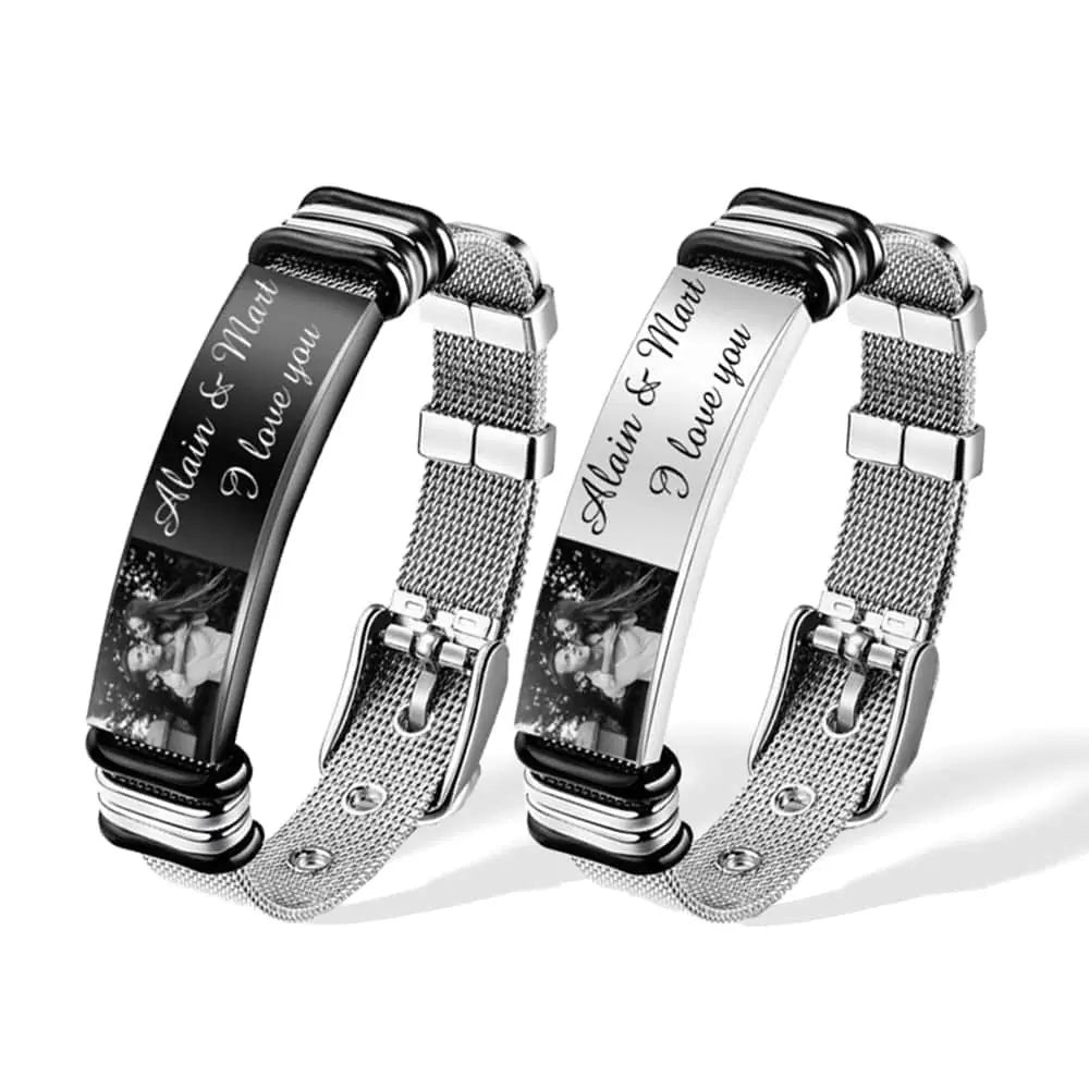 Personalised Stainless Steel Photo Bar Bracelet