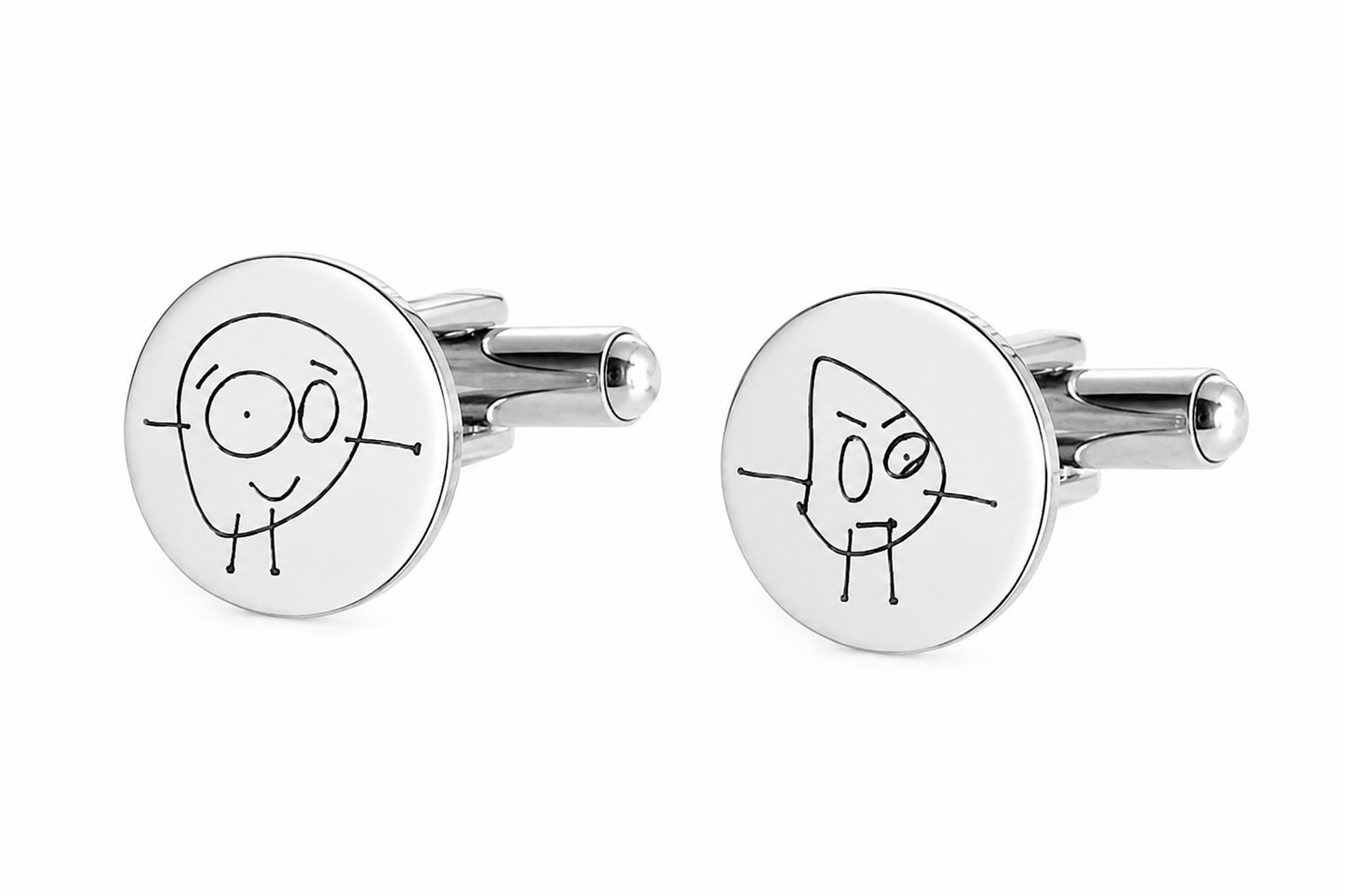 Personalised Kids Drawing Cufflinks | Custom Engraved Child Artwork Cufflinks