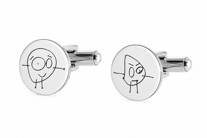 Personalised Kids Drawing Cufflinks | Custom Engraved Child Artwork Cufflinks