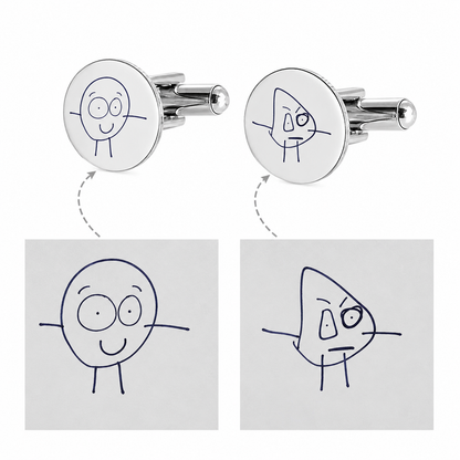 Personalised Kids Drawing Cufflinks | Custom Engraved Child Artwork Cufflinks