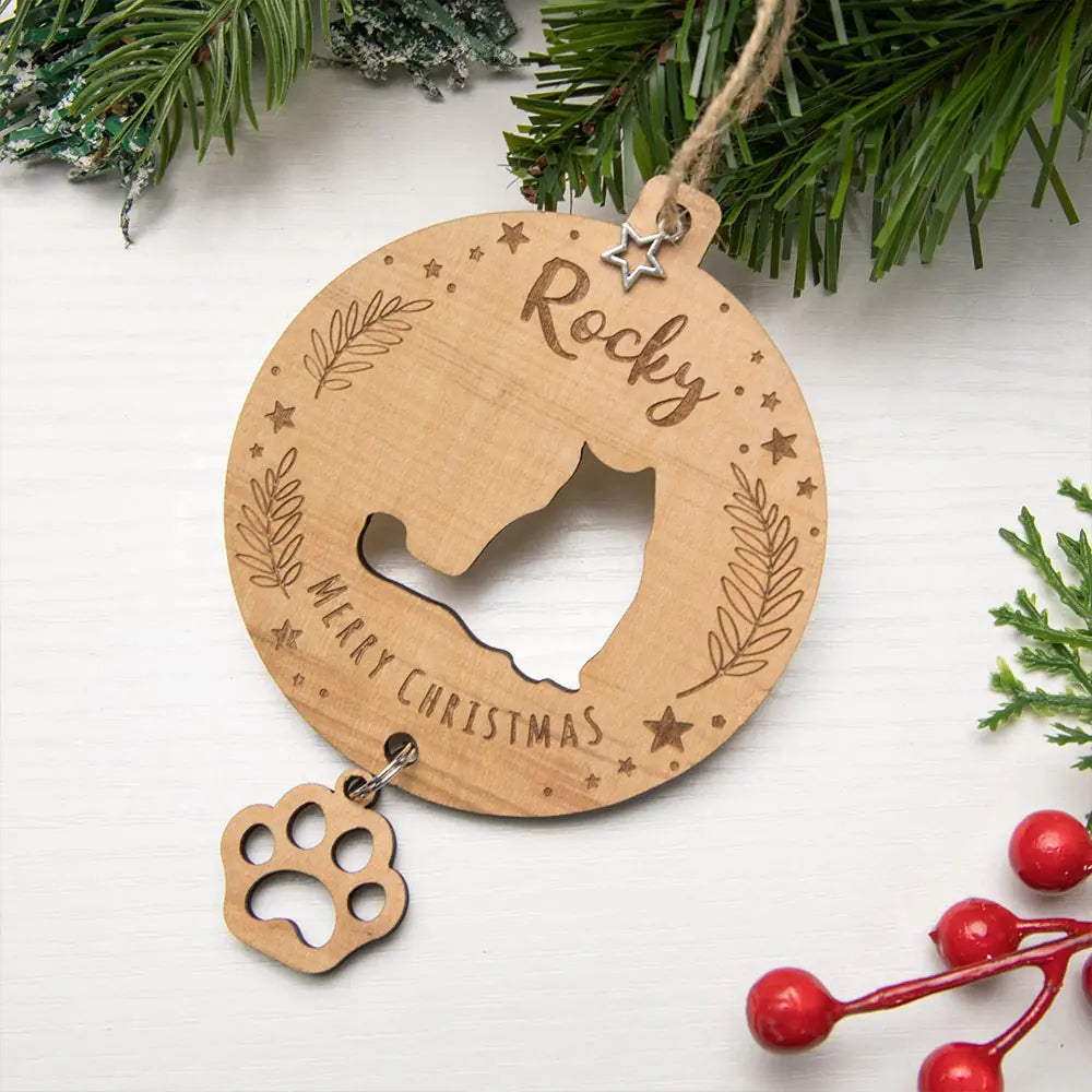 Custom Cat Silhouette Christmas Tree Ornament