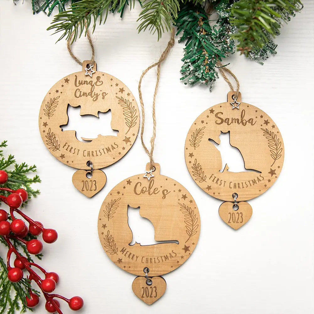 Custom Cat Silhouette Christmas Tree Ornament