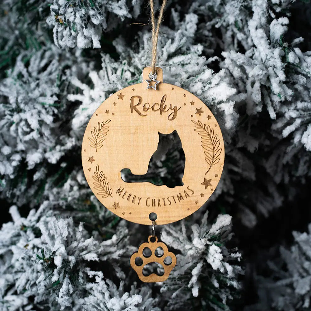 Custom Cat Silhouette Christmas Tree Ornament