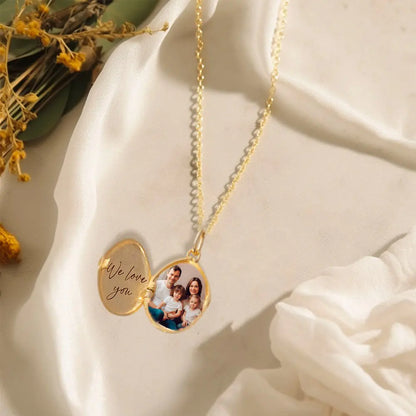 Birth Flower Bouquet Personalised Oval Photo Locket Necklace