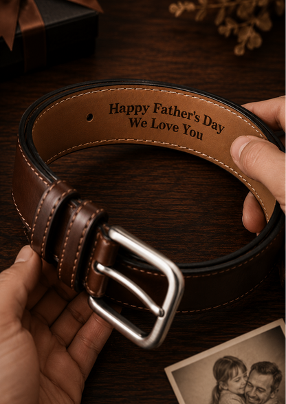 The Signature Father's Day Gift Pack | Personalised Leather Wallet & Belt Gift Set