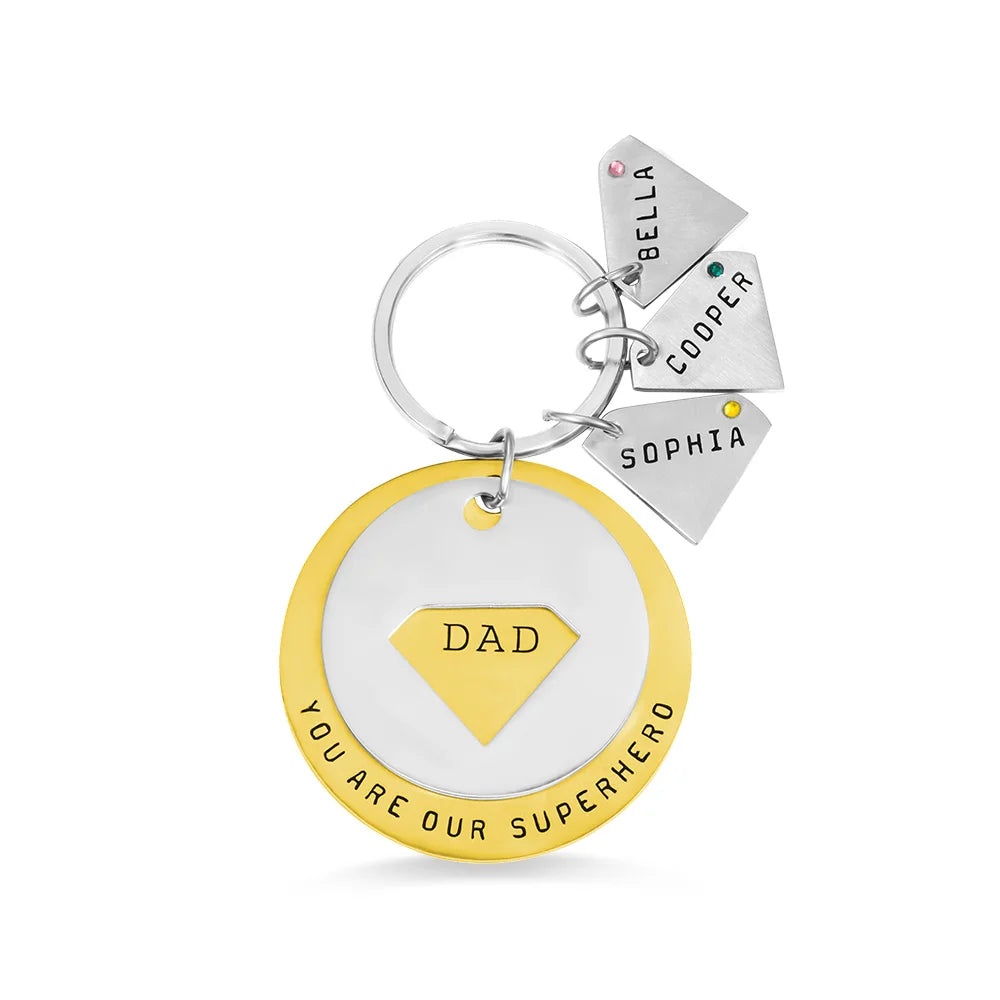 Superhero Dad Personalised Keyring