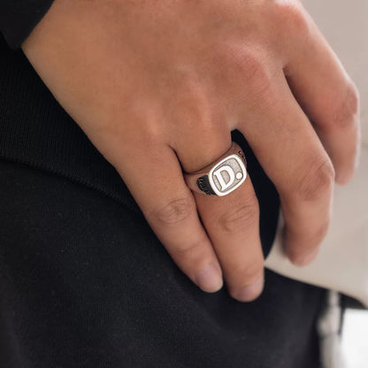 Sterling Silver Personalised Signet Initial Ring