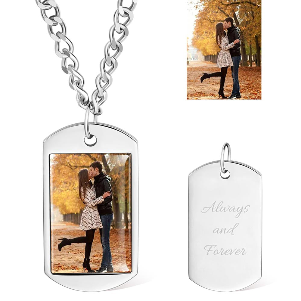 Stainless Steel Personalised Dog Tag Photo Necklace