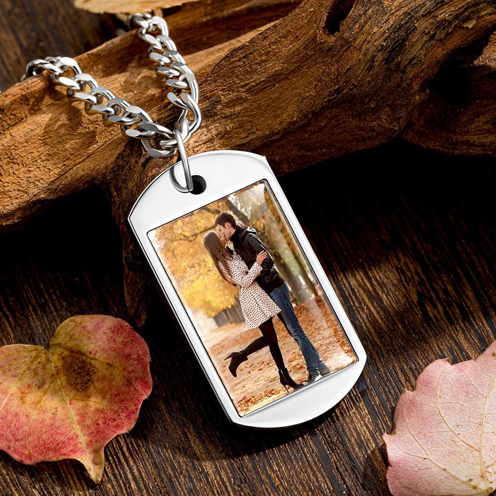 Stainless Steel Personalised Dog Tag Photo Necklace