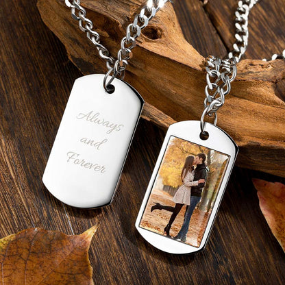 Stainless Steel Personalised Dog Tag Photo Necklace