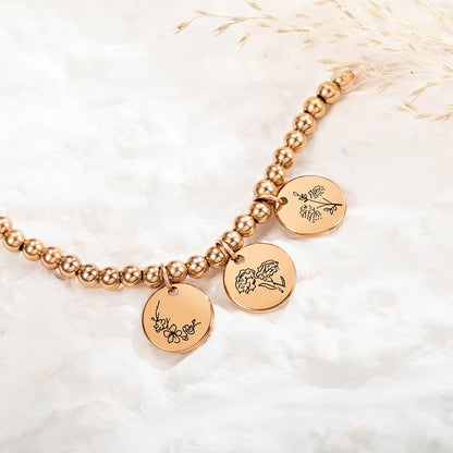 Personalised Birth Flower 1-8 Charms Bracelet