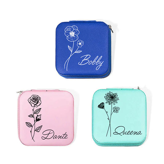 Birth Flower Personalised Jewellery Box Case