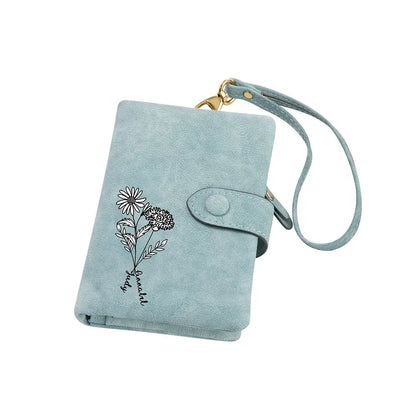 Birth Flower Bouquet Personalised Wallet with Wrist Strap