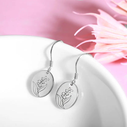 Personalised Dangle Birth Flower Earrings