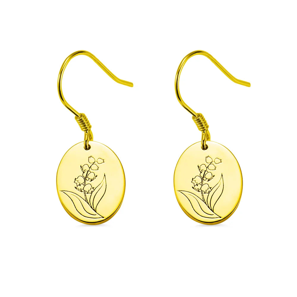 Personalised Dangle Birth Flower Earrings