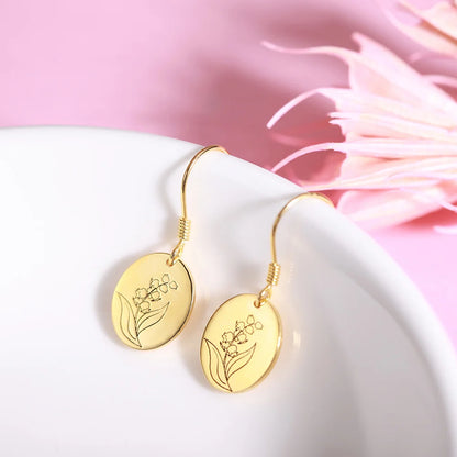 Personalised Dangle Birth Flower Earrings