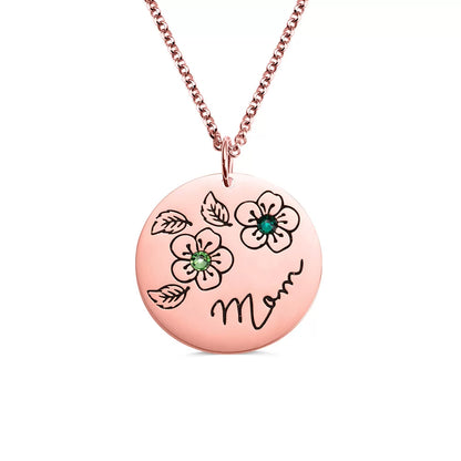 Personalised Flowers & Birthstones Necklace