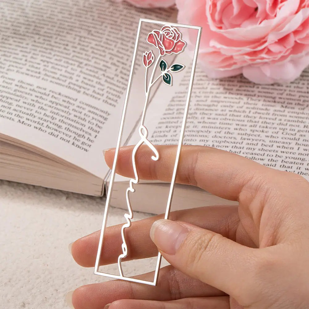 Personalised Birth Flower Name Stainless Steel Bookmark