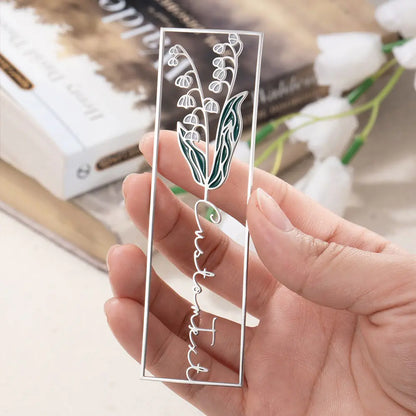 Personalised Birth Flower Name Stainless Steel Bookmark