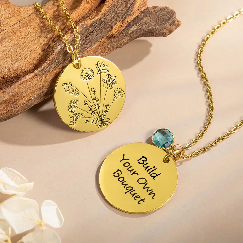 Personalised Birth Flower Bouquet Necklace