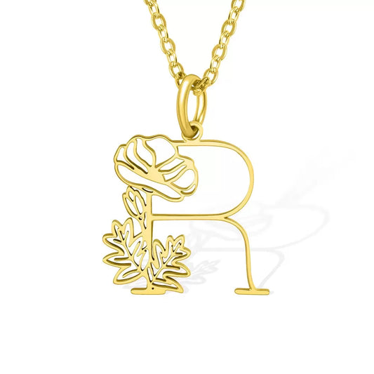 Personalised Initial & Birth Flower Necklace