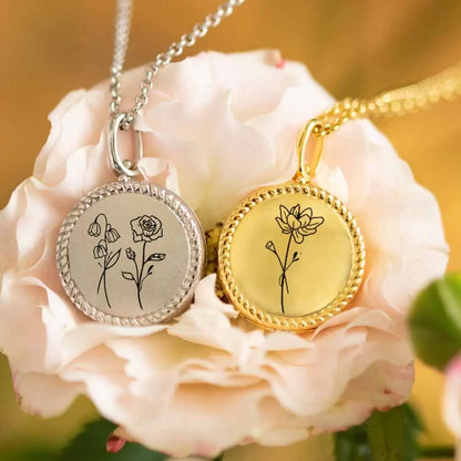 Personalised Birth Flowers Personalised 4 Photo Locket Necklace