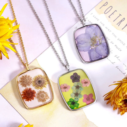 Dried Birth Flower Resin Personalised Necklace