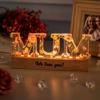 Mum Dried Floral Resin Mother's Day Night Light Lamp