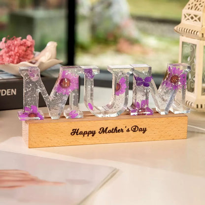 Mum Dried Floral Resin Mother's Day Night Light Lamp