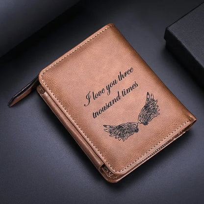 Men's Personalised Photo Engraved Brown Leather Wallet