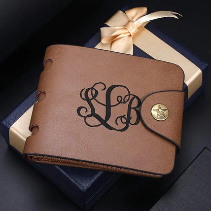 Men's Personalised Monogram Leather Photo Wallet