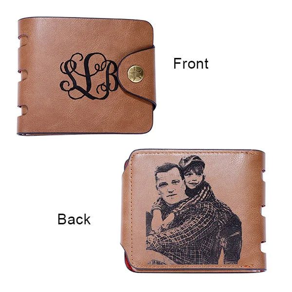 Men's Personalised Monogram Leather Photo Wallet