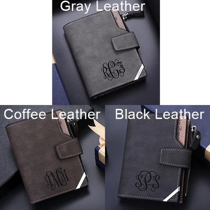 Men's Personalised Monogram Leather Photo Wallet