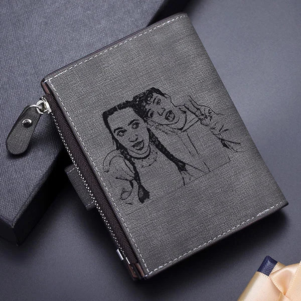 Men's Personalised Monogram Leather Photo Wallet