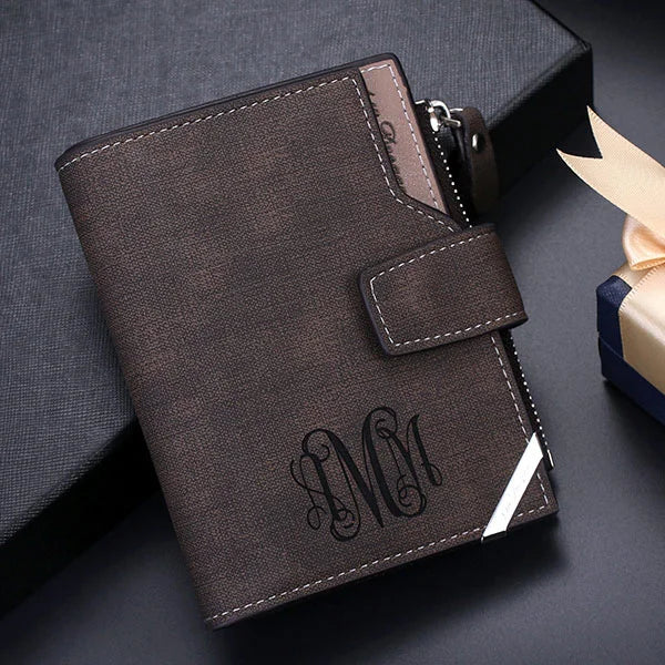 Men's Personalised Monogram Leather Photo Wallet