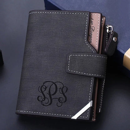 Men's Personalised Monogram Leather Photo Wallet