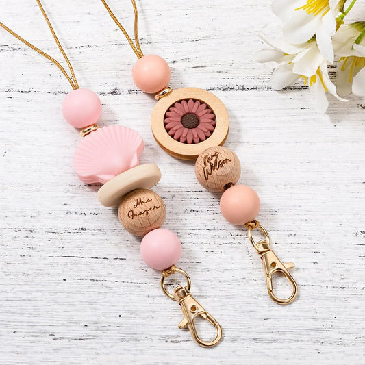 Teachers Personalised Wooden Boho Lanyard