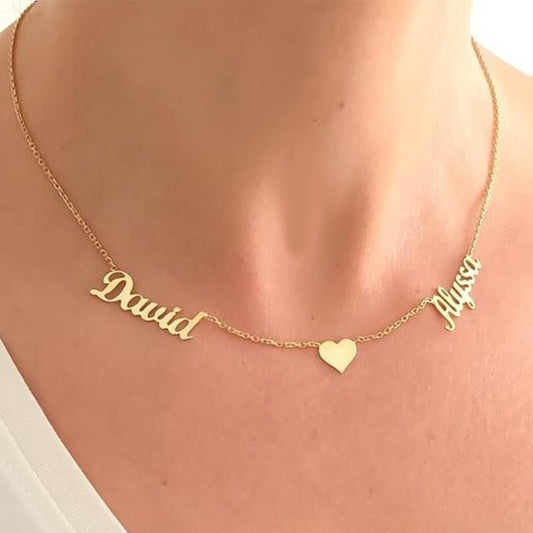 Two Names and Heart Personalised Necklace