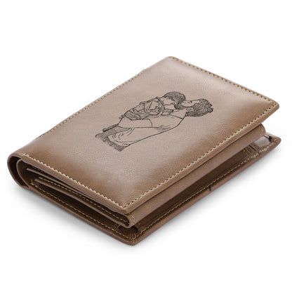 Men's Personalised Photo Engraved Brown Leather Wallet