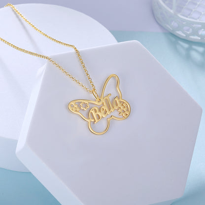 Floral Butterfly Personalised Name Necklace