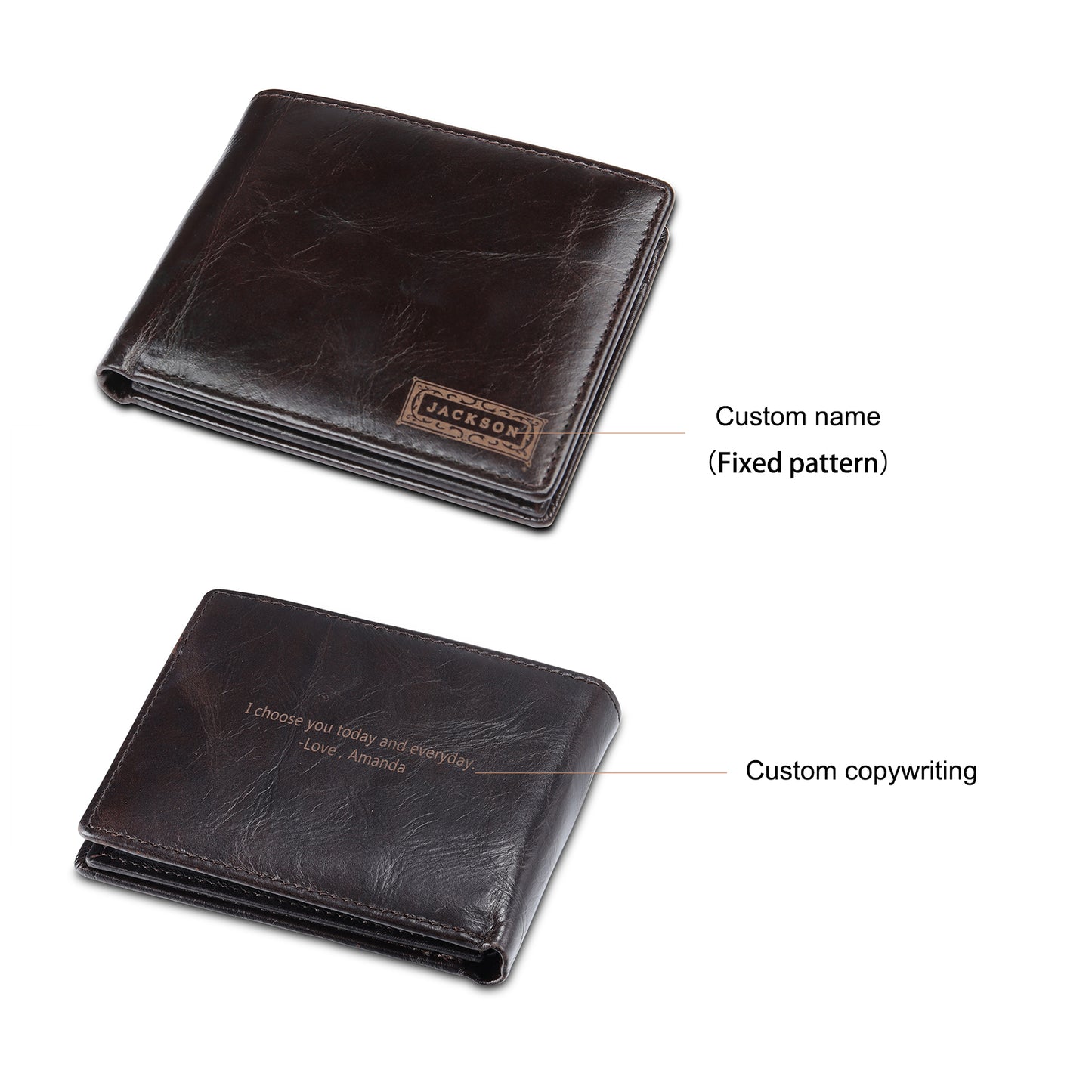 Men's Personalised Brown Leather Name Wallet