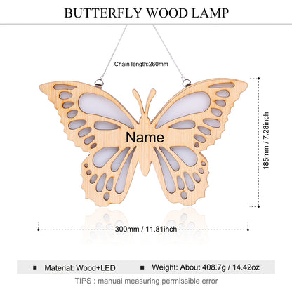 Personalised Wooden Butterfly Hanging Name Light