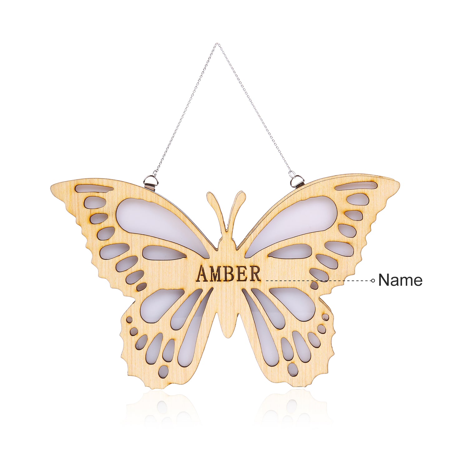 Personalised Wooden Butterfly Hanging Name Light